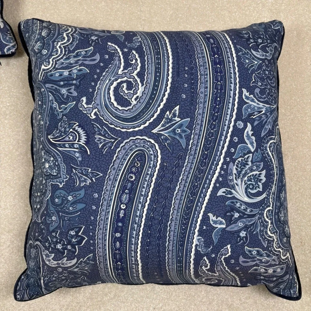 Ralph Lauren Home Blue Paisley Pillow Cover 18x18 Accent Decor